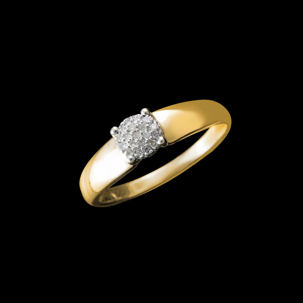 9ct Yellow Gold Large 0.18ct Round Cluster Diamond Ring (Size U)