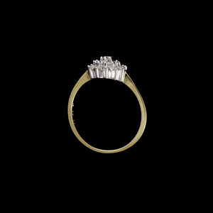 9ct Yellow Gold 0.18ct Round Cluster Diamond Ring (Size M 1/2)
