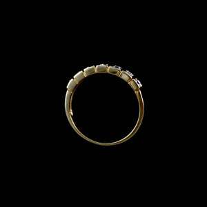 9ct Yellow Gold 0.05ct Sapphire & Diamond 7 Stone Ring (Size N)