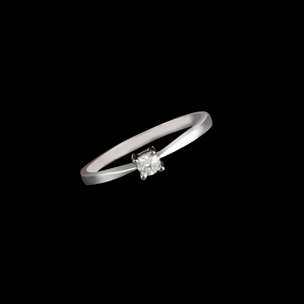 18ct White Gold Little 0.10ct Brilliant Cut Solitaire Diamond Ring (Size N)