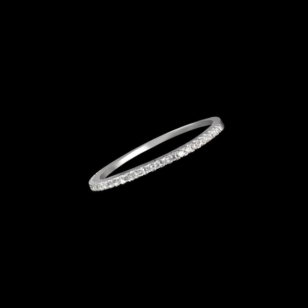 18ct White Gold 0.12ct Thin Eternity Wedding / Stacking Diamond Ring (Size N)