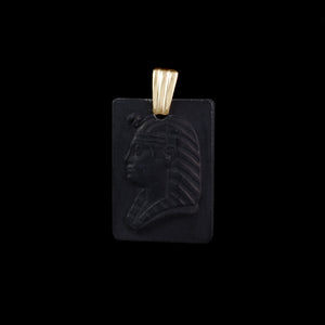 9ct Yellow Gold Black Volcanic Lava Cameo Pendant