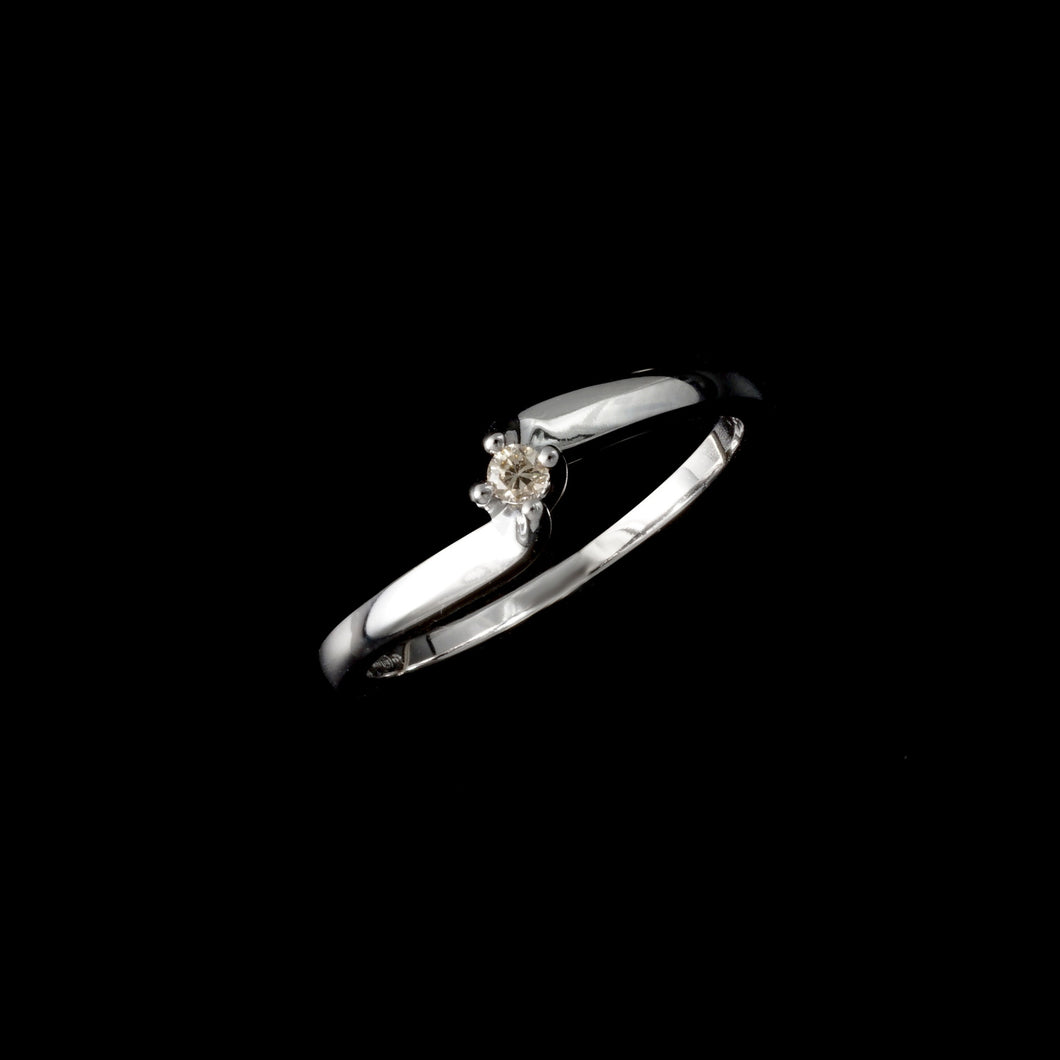 9ct White Gold 0.04ct Solitaire Diamond Twist Ring (Size N)