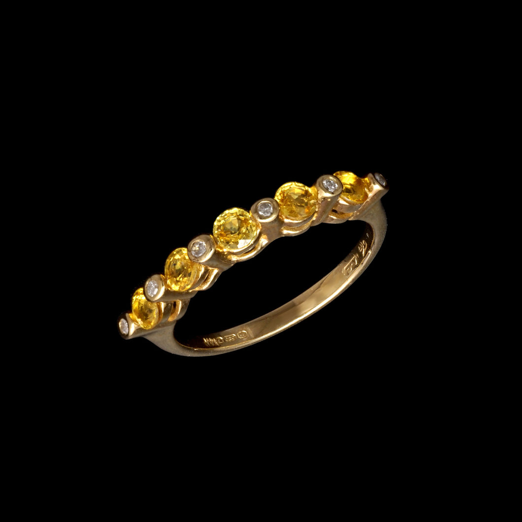 14ct Yellow Gold 0.05ct Diamond & Citrine Eternity Ring (Size O)