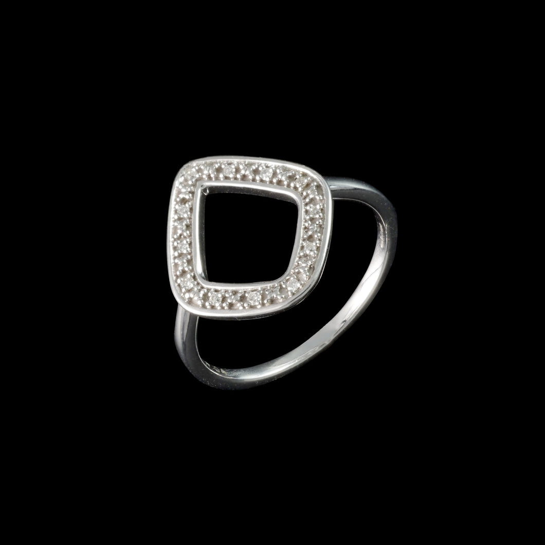 9ct White Gold 0.04ct Riva Diamond Hoop Ring (Size N)