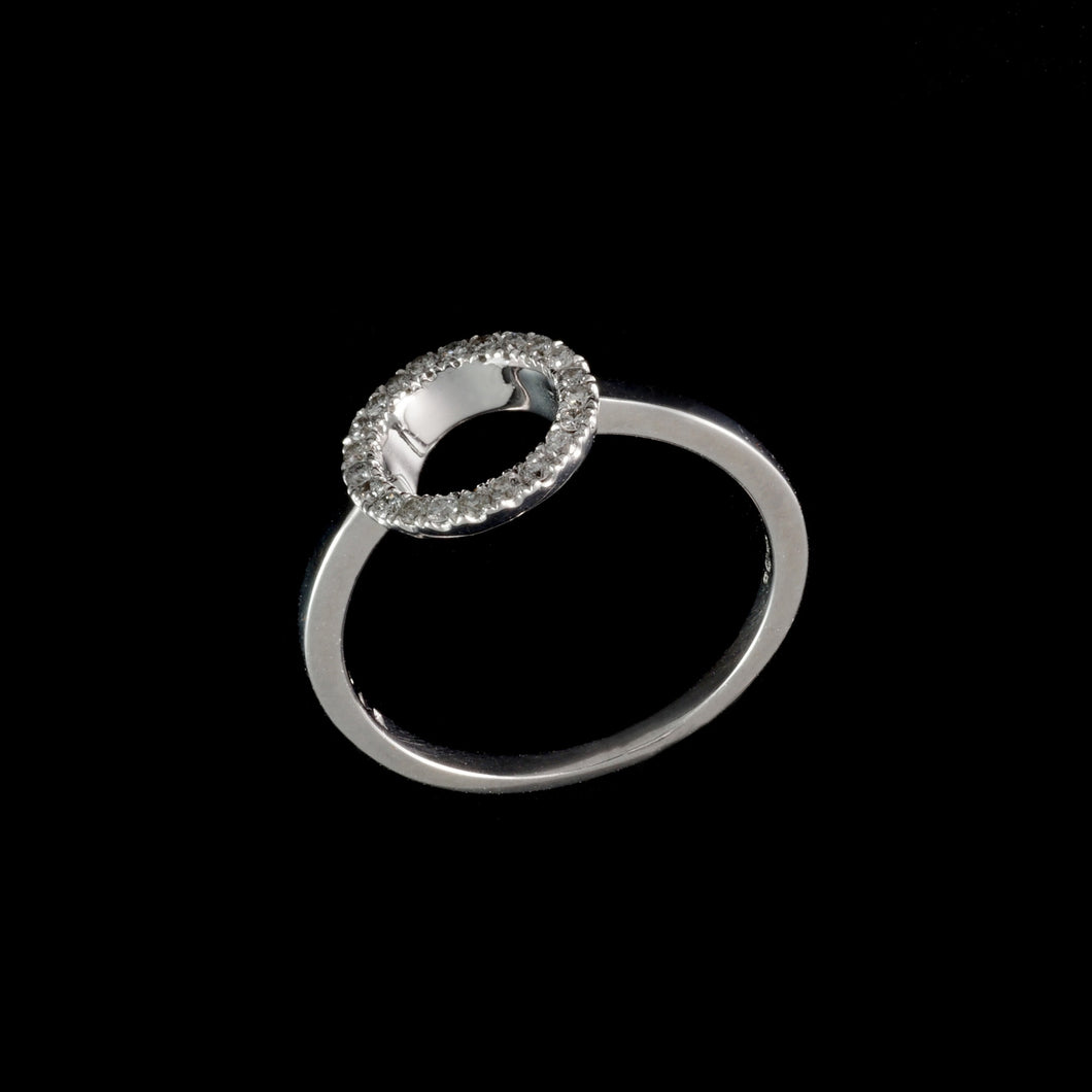 18ct White Gold 011ct Riva Mini Circle Diamond Hoop Ring (Size M ½)